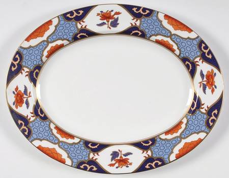 Shima Border 13" Oval Serving Platter