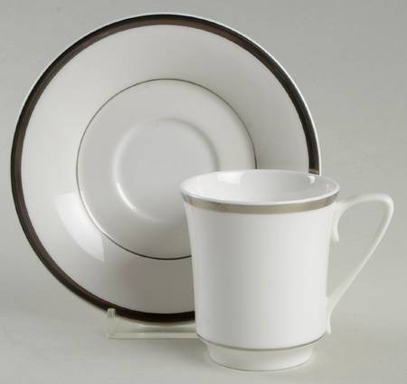 Silver Eternity Flat Demitasse Cup & Saucer Set