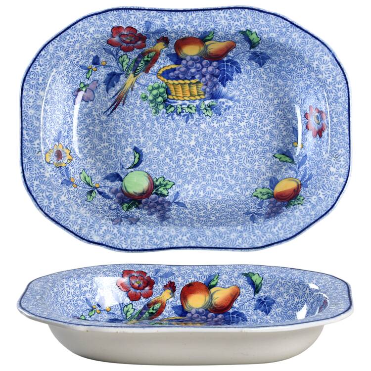 Spode's George III Blue 9" Oval Vegetable Bowl