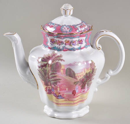 Spode's Queen Mary (Pink and Blue) Coffee Pot & Lid