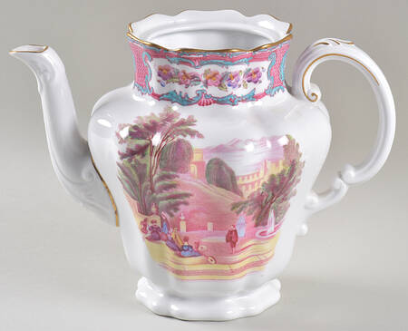 Spode's Queen Mary (Pink and Blue) Coffee Pot No Lid