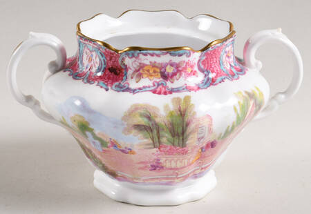 Spode's Queen Mary (Pink and Blue) Sugar Bowl No Lid