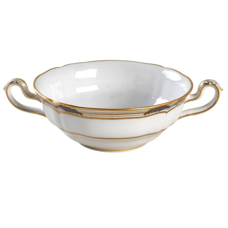 Stafford Blue Leaf Footed Cream Soup Bowl