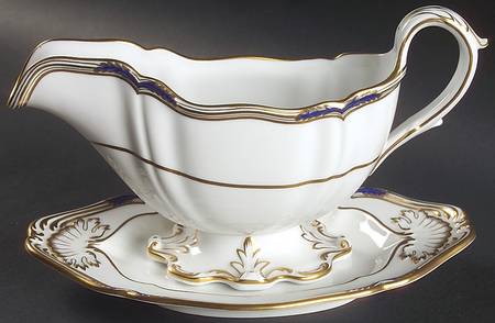 Stafford Blue Leaf Gravy Boat & Underplate