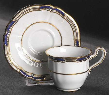 Stafford Blue Leaf Footed Demitasse Cup & Saucer Set