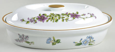Stafford Flowers 9" Oval Oven-To-Table Entree Dish & Lid