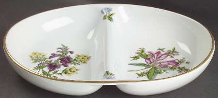 Stafford Flowers 11" Oval Divided Oven To Table Vegetable Bowl