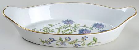 Stafford Flowers 14" Oval Handled Sole Dish-Oven To Table