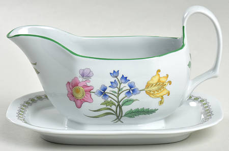 Summer Palace (Fine Stone) Gravy Boat with Attached Underplate