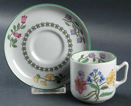 Summer Palace (Fine Stone) Flat Demitasse Cup & Saucer Set