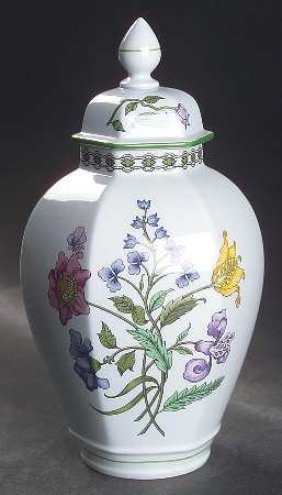 Summer Palace (Fine Stone) Hexagonal Vase with Lid