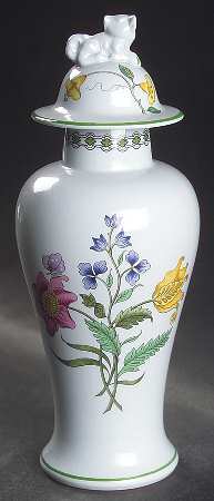 Summer Palace (Fine Stone) Dog Top Covered Vase
