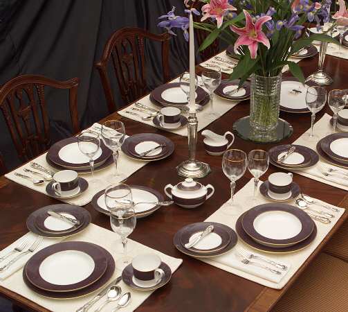 Sutton Aubergine (Dark Purple) 53 Piece Estate Set