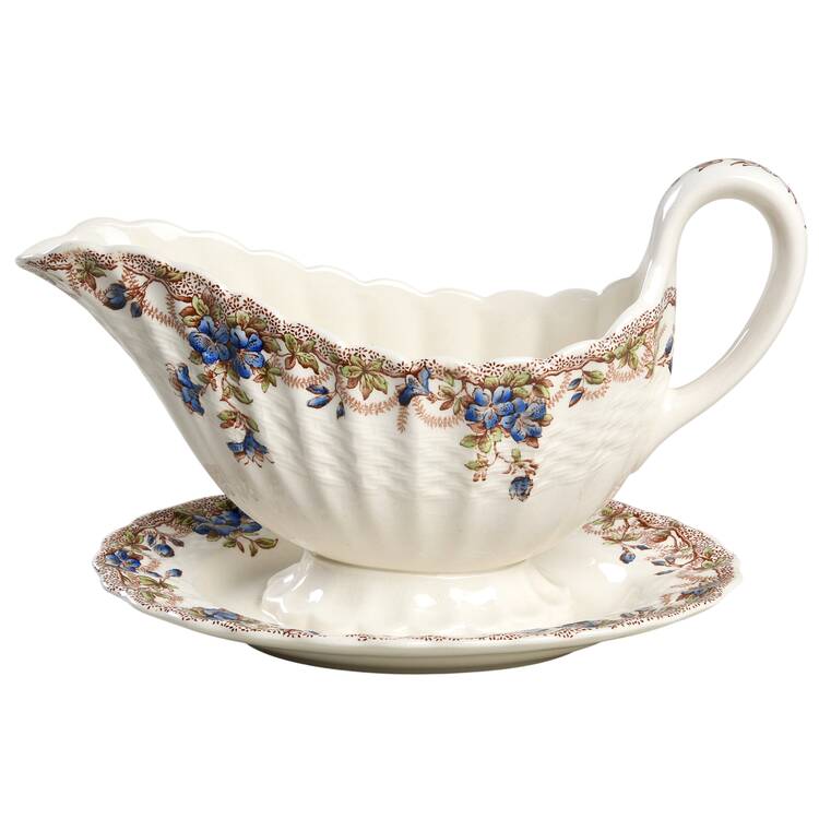 Sydney Blue Gravy Boat with Attached Underplate