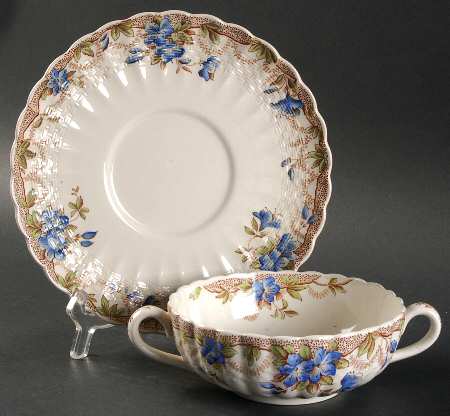 Sydney Blue Flat Cream Soup Bowl & Saucer Set
