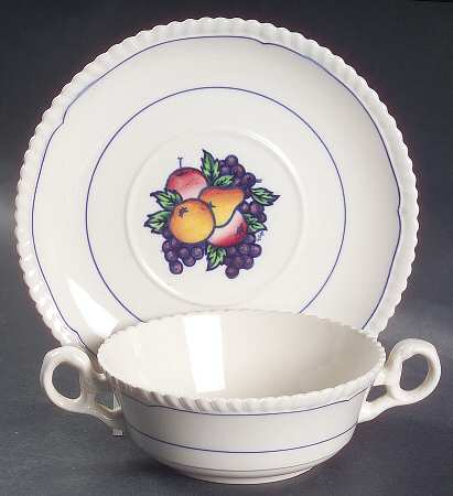 Thanksgiving (Fruit Center) Flat Cream Soup Bowl & Saucer Set