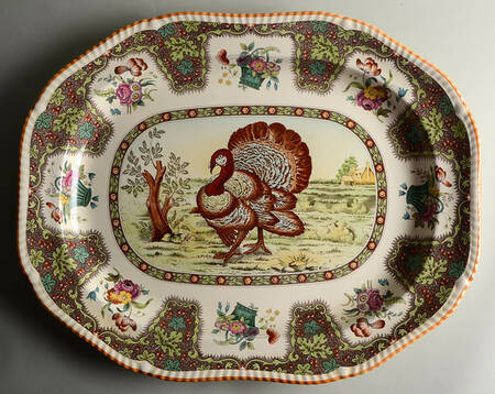 Thanksgiving (Orange Trim) 23" Oval Serving Platter