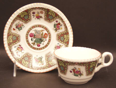 Thanksgiving (Orange Trim) Flat Cup & Saucer Set