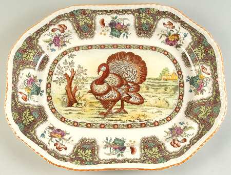 Thanksgiving (Orange Trim) 17" Oval Serving Platter