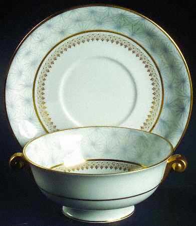 Thistledown Footed Cream Soup Bowl & Saucer Set