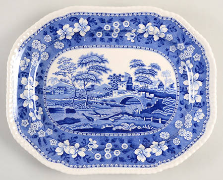 Tower Blue (Newer Backstamp) 15" Oval Serving Platter