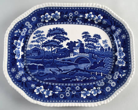 Tower Blue (Newer Backstamp) 17" Oval Serving Platter