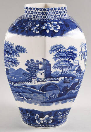 Tower Blue (Newer Backstamp) Medium Hexagonal Ginger Jar No Lid