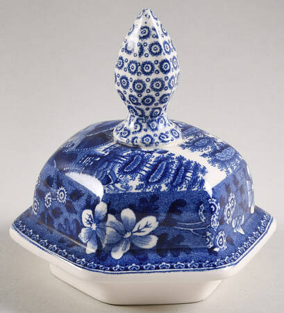 Tower Blue (Newer Backstamp) Lid for Medium Hexagonal Giner Jar