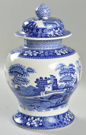 Tower Blue (Newer Backstamp) Medium Ginger Jar & Lid
