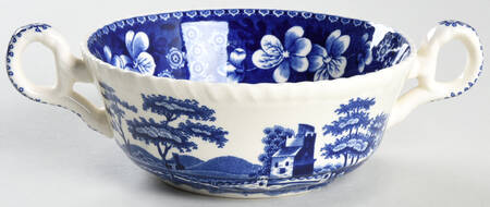 Tower Blue (Newer Backstamp) Flat Cream Soup Bowl