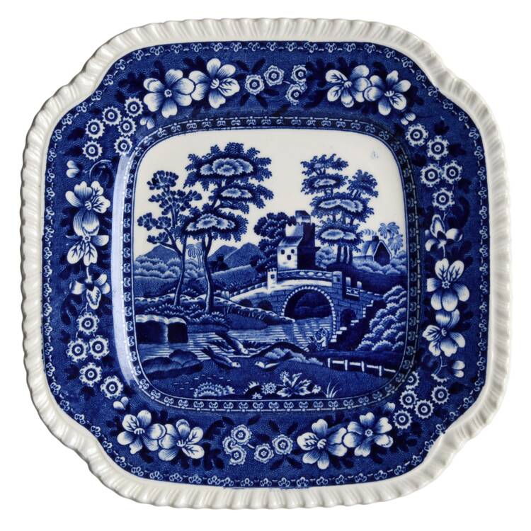 Tower Blue (Newer Backstamp) Square Bread & Butter Plate by Spode