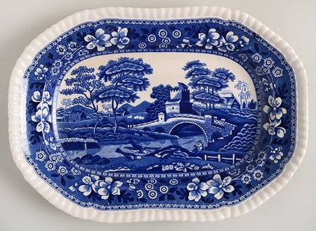 Tower Blue (Newer Backstamp) 10" Oval Serving Platter