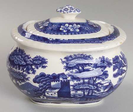 Tower Blue (Newer Backstamp) Sugar Bowl & Lid