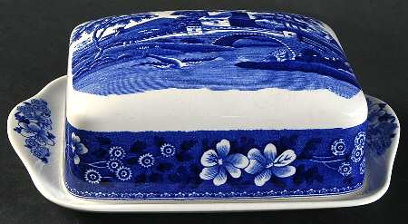 Tower Blue (Newer Backstamp) Square Covered Butter