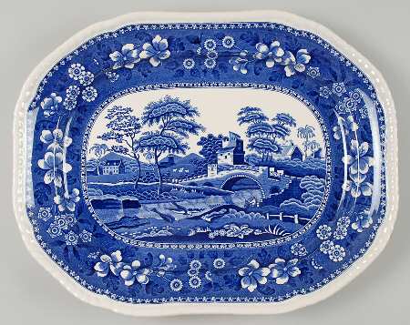 Tower Blue (Newer Backstamp) 14" Oval Serving Platter