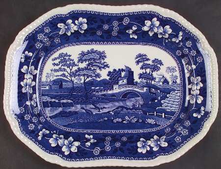 Tower Blue (Newer Backstamp) 12" Oval Serving Platter