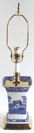 Tower Blue (Newer Backstamp) Electric Square Vase Lamp No Shade
