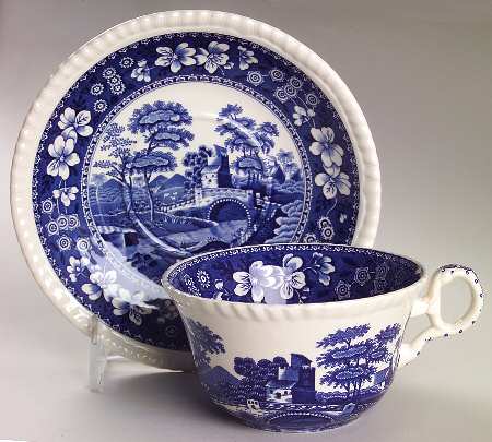 Tower Blue (Newer Backstamp) Breakfast Cup & Saucer Set