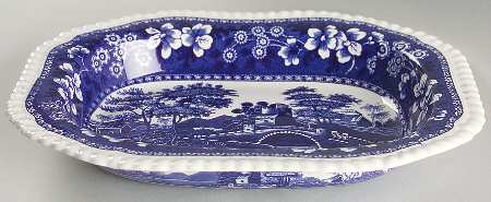 Tower Blue (Newer Backstamp) 9" Oval Vegetable Bowl