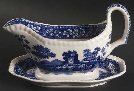 Tower Blue (Newer Backstamp) Gravy Boat & Underplate/Relish