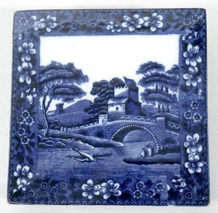 Tower Blue (No #, Older, Gadroon) 4 Toed Trivet