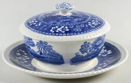 Tower Blue (No #, Older, Gadroon) Butter Box & Lid