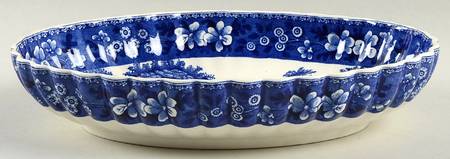 Tower Blue (No #, Older, Gadroon) 10" Oval Berry Bowl