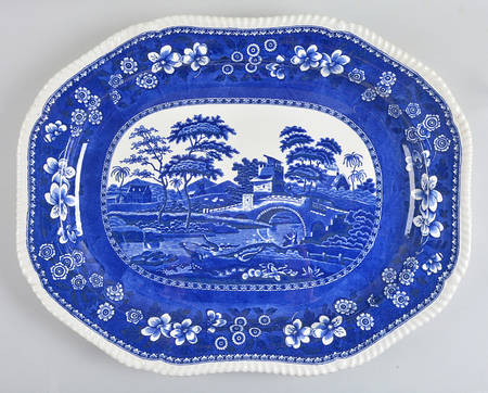 Tower Blue (No #, Older, Gadroon) 23" Oval Serving Platter