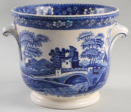 Tower Blue (No #, Older, Gadroon) 6" Cachepot