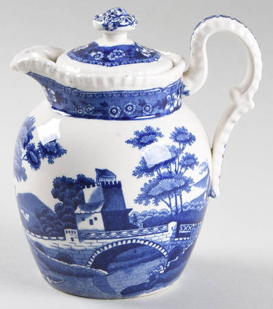 Tower Blue (No #, Older, Gadroon) Large Syrup with Lid
