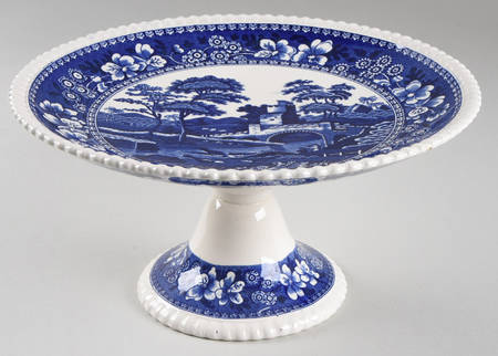 Tower Blue (No #, Older, Gadroon) Round Compote (Height X Width)