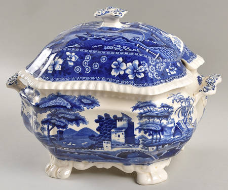 Tower Blue (No #, Older, Gadroon) Small Tureen & Lid