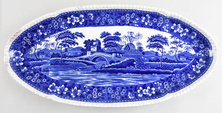 Tower Blue (No #, Older, Gadroon) 22" Fish Platter by Spode