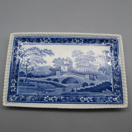 Tower Blue (No #, Older, Gadroon) Rectangular Tray 11"